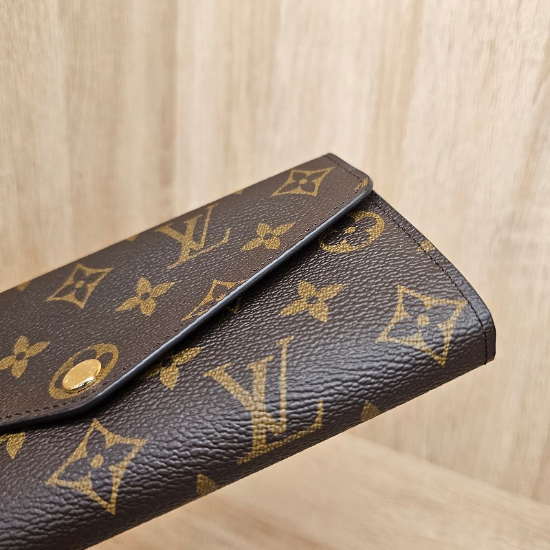 [品況新LV銷量最好長夾❣️] LV老花金釦紫紅Sarah長夾-7