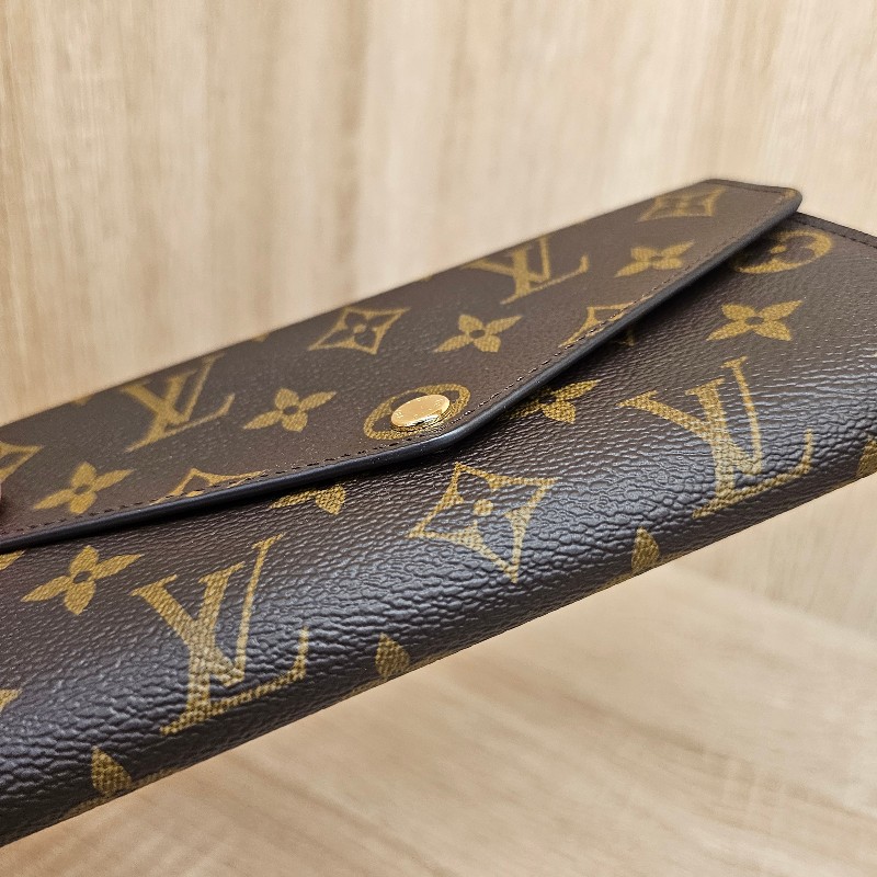 [品況新LV銷量最好長夾❣️] LV老花金釦紫紅Sarah長夾-9