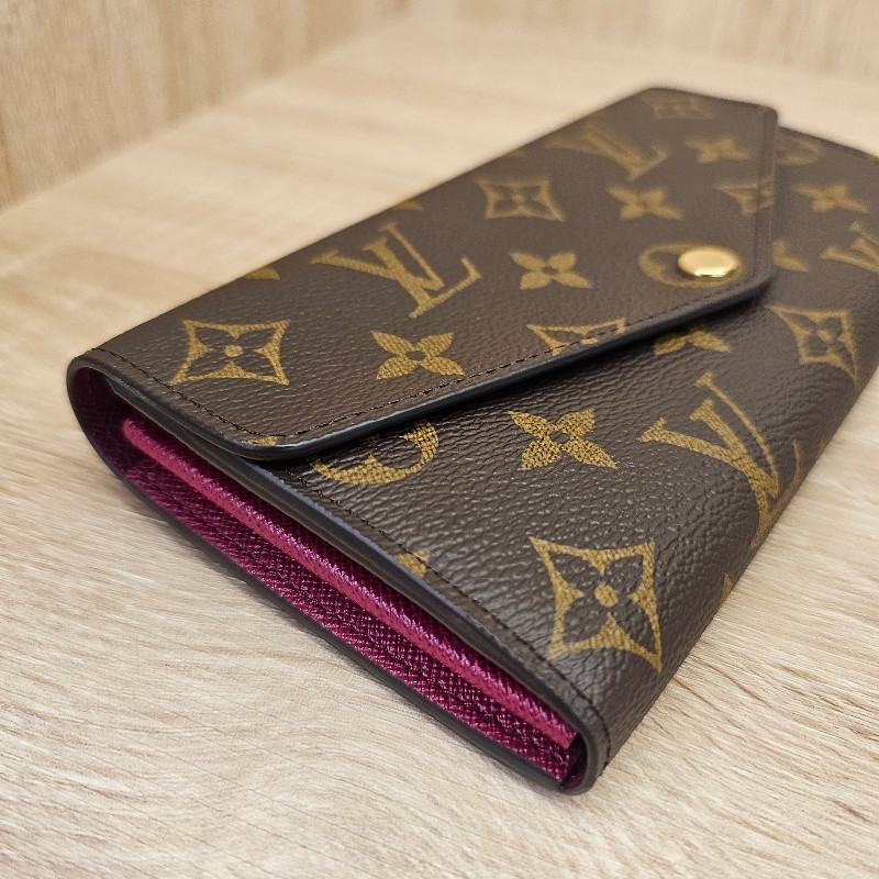 [品況新LV銷量最好長夾❣️] LV老花金釦紫紅Sarah長夾-10