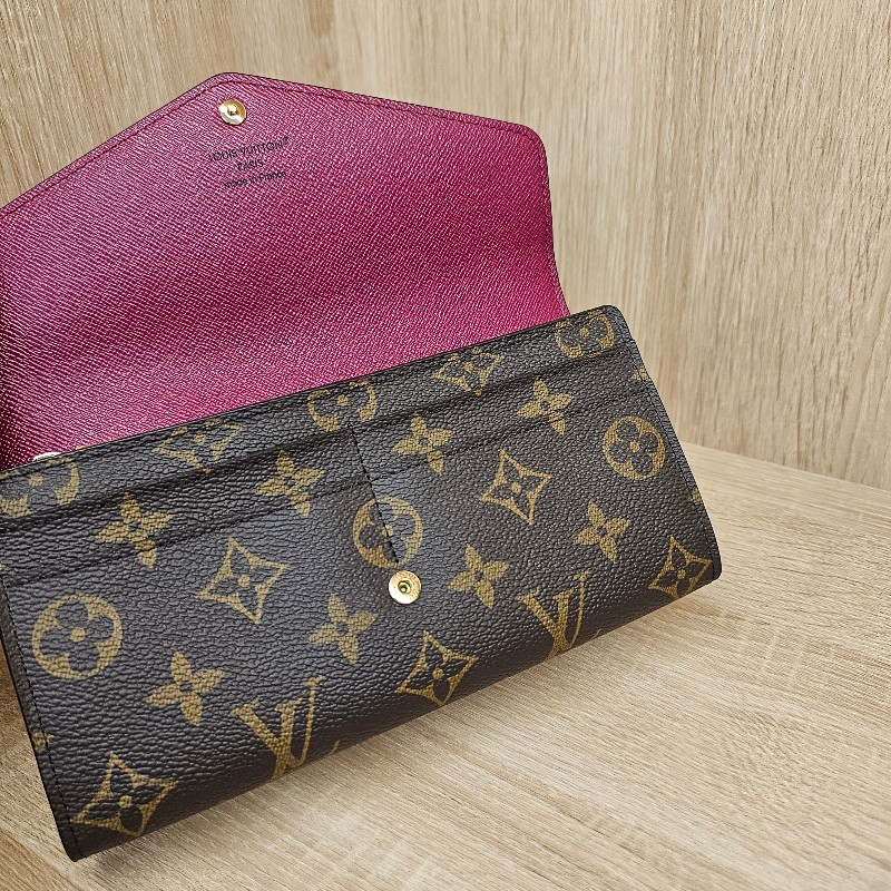 [品況新LV銷量最好長夾❣️] LV老花金釦紫紅Sarah長夾-11