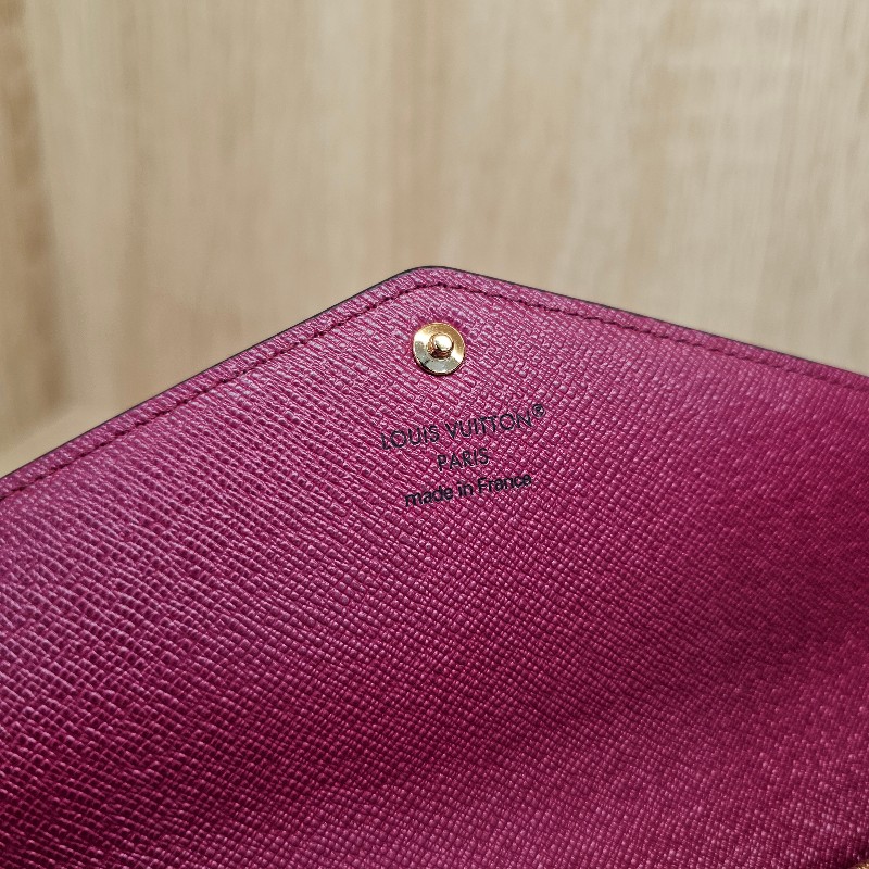 [品況新LV銷量最好長夾❣️] LV老花金釦紫紅Sarah長夾-12