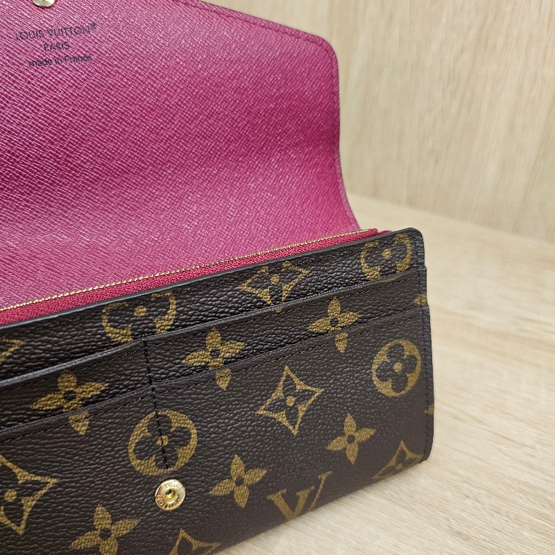 [品況新LV銷量最好長夾❣️] LV老花金釦紫紅Sarah長夾-13