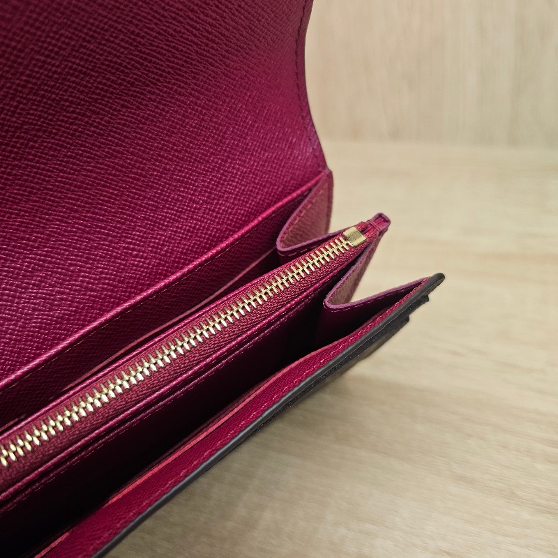 [品況新LV銷量最好長夾❣️] LV老花金釦紫紅Sarah長夾-14