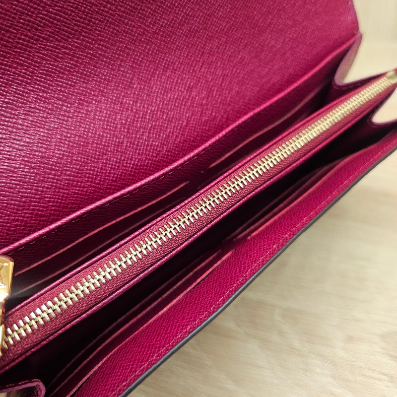 [品況新LV銷量最好長夾❣️] LV老花金釦紫紅Sarah長夾-15