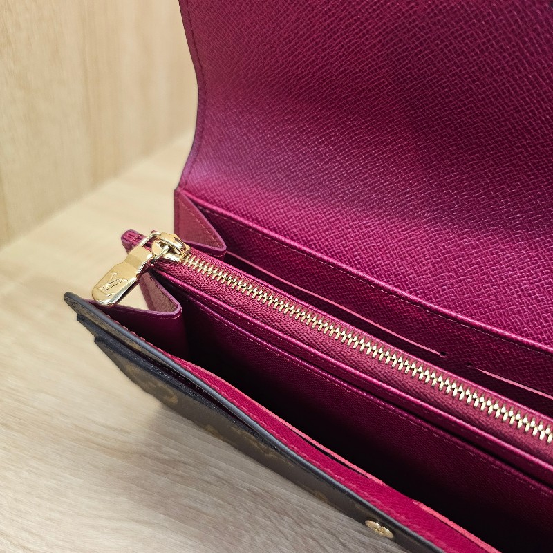 [品況新LV銷量最好長夾❣️] LV老花金釦紫紅Sarah長夾-16