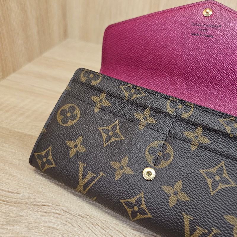 [品況新LV銷量最好長夾❣️] LV老花金釦紫紅Sarah長夾-17