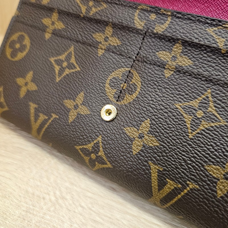 [品況新LV銷量最好長夾❣️] LV老花金釦紫紅Sarah長夾-18