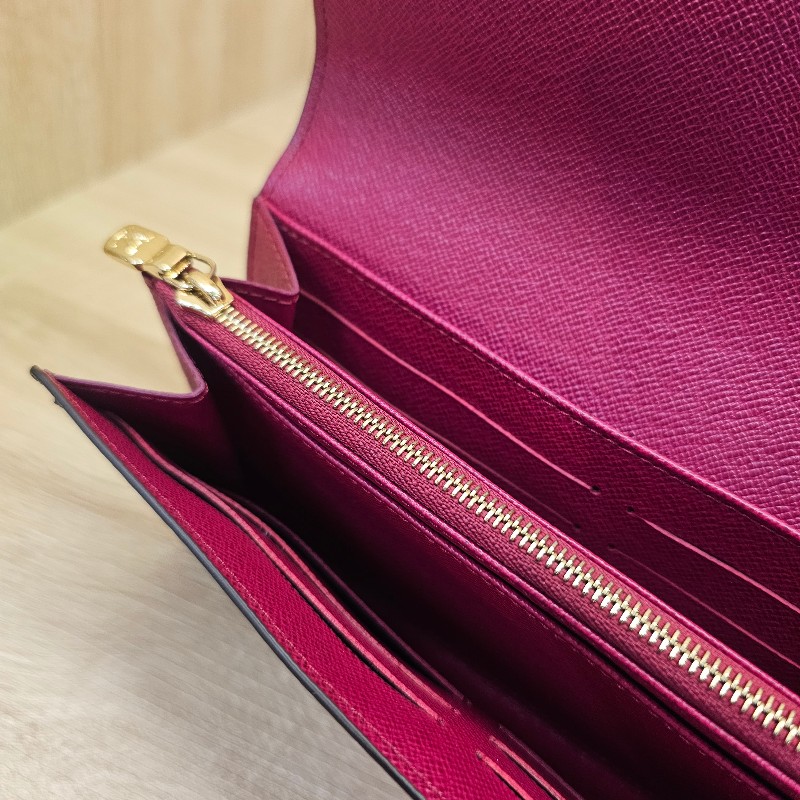 [品況新LV銷量最好長夾❣️] LV老花金釦紫紅Sarah長夾-19