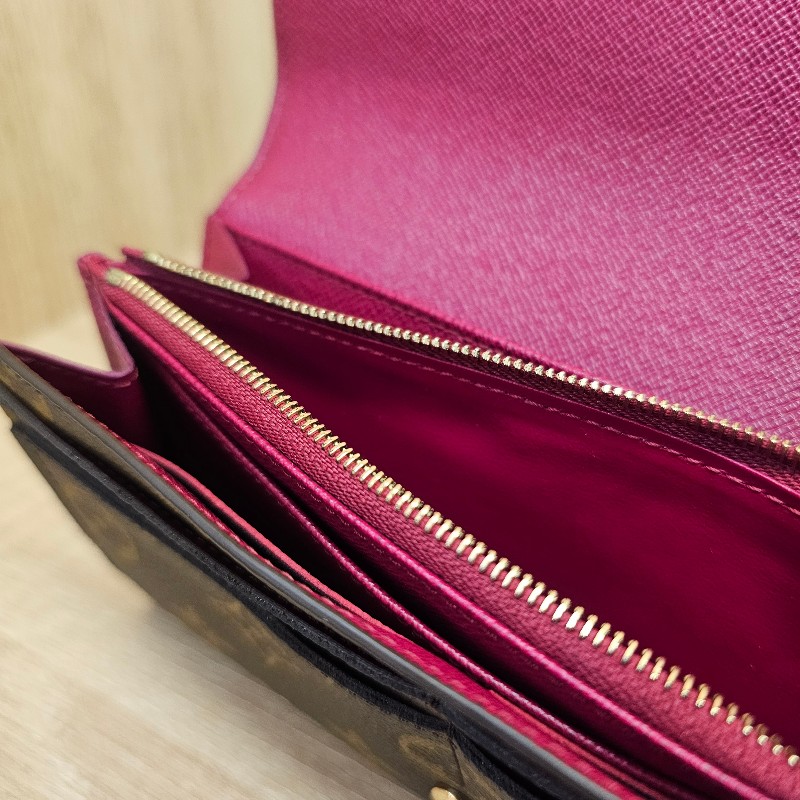 [品況新LV銷量最好長夾❣️] LV老花金釦紫紅Sarah長夾-21