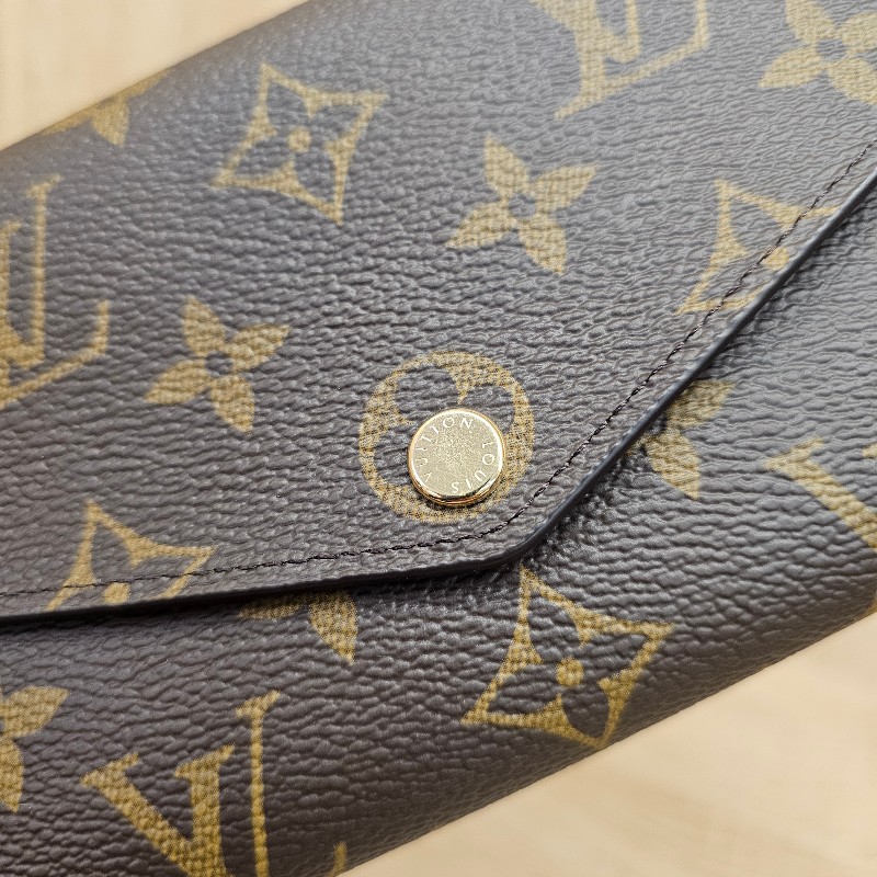 [品況新LV銷量最好長夾❣️] LV老花金釦紫紅Sarah長夾-22