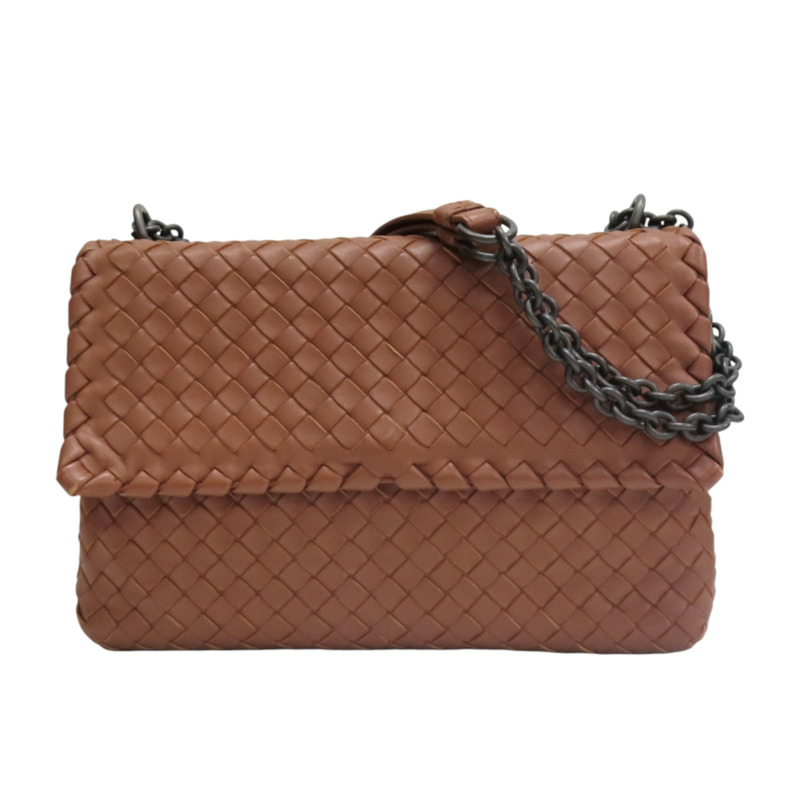 棕色 編織羊皮 Olimpia 肩背包【BOTTEGA VENETA 寶緹嘉】 386498-0