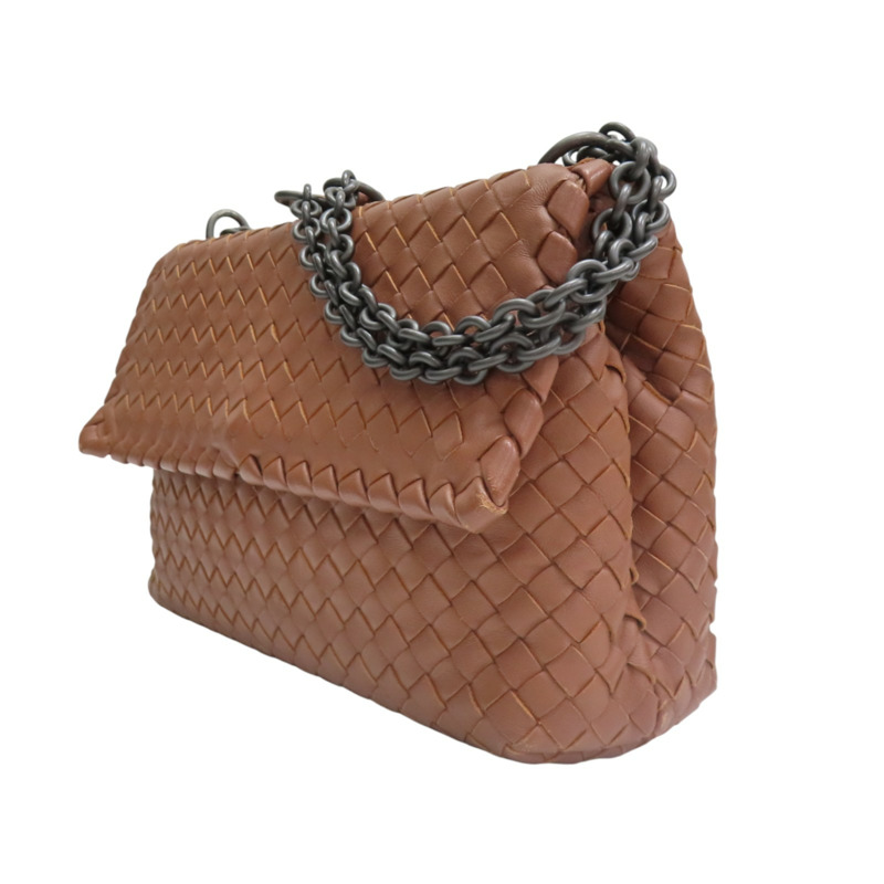 棕色 編織羊皮 Olimpia 肩背包【BOTTEGA VENETA 寶緹嘉】 386498-2