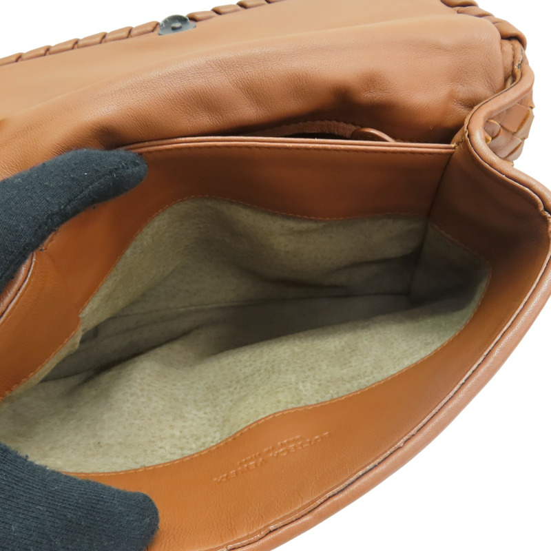 棕色 編織羊皮 Olimpia 肩背包【BOTTEGA VENETA 寶緹嘉】 386498-4