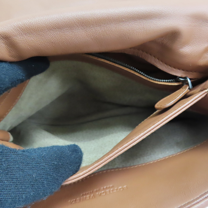 棕色 編織羊皮 Olimpia 肩背包【BOTTEGA VENETA 寶緹嘉】 386498-5