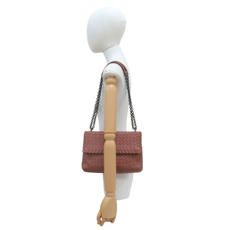 棕色 編織羊皮 Olimpia 肩背包【BOTTEGA VENETA 寶緹嘉】 386498-9