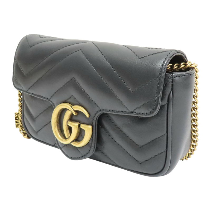 黑色牛皮 Marmont Mini Flap 肩背包 476433【GUCCI 古馳】 476433-2