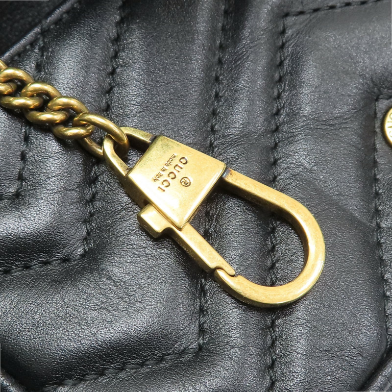 黑色牛皮 Marmont Mini Flap 肩背包 476433【GUCCI 古馳】 476433-9