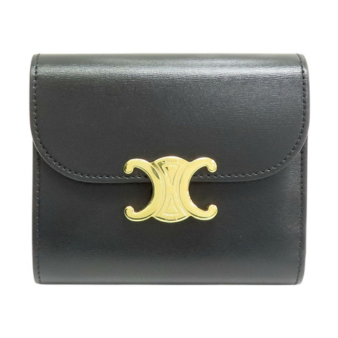 黑色 牛皮 Small Flap Triomphe Wallet 扣式短夾【CELINE 賽琳】 10D783DPV.38NO