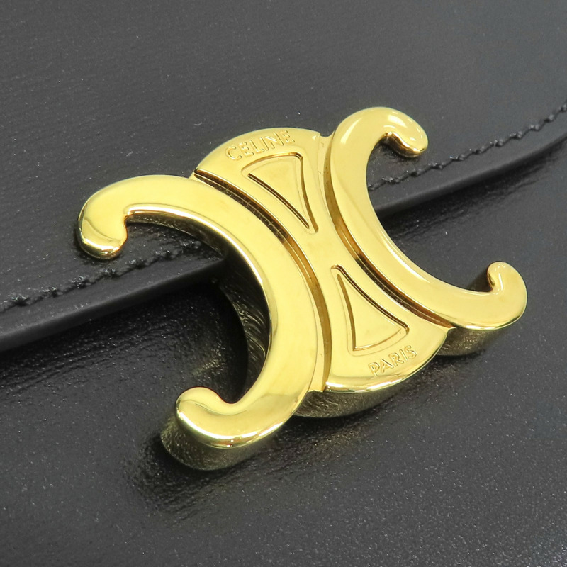 黑色 牛皮 Small Flap Triomphe Wallet 扣式短夾【CELINE 賽琳】 10D783DPV.38NO-7