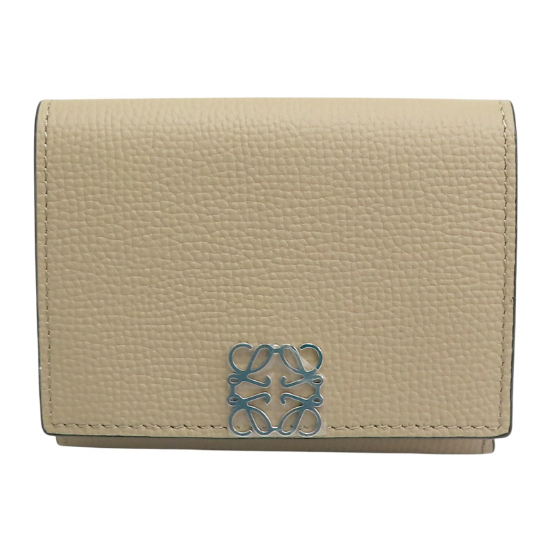 淺褐色 牛皮 Trifold Wallet 扣式短夾【LOEWE 羅威】 C821TR2X02-0