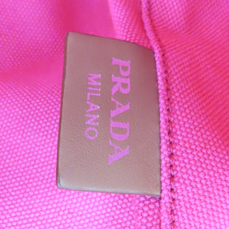 粉色帆布 棕色牛皮 Canapa tote 兩用包【PRADA 普拉達】 1BG163-11