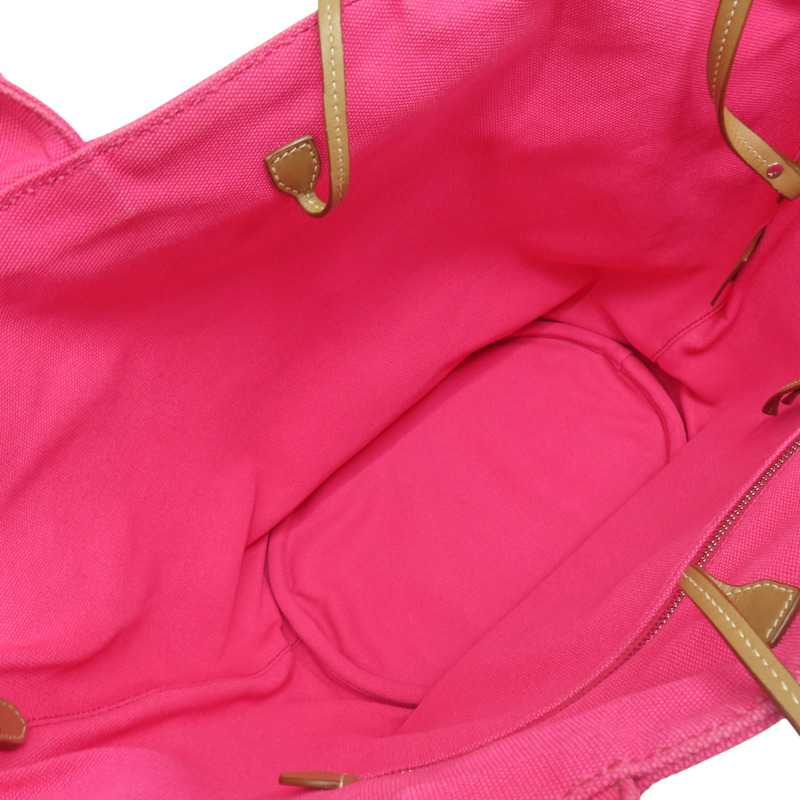 粉色帆布 棕色牛皮 Canapa tote 兩用包【PRADA 普拉達】 1BG163-13
