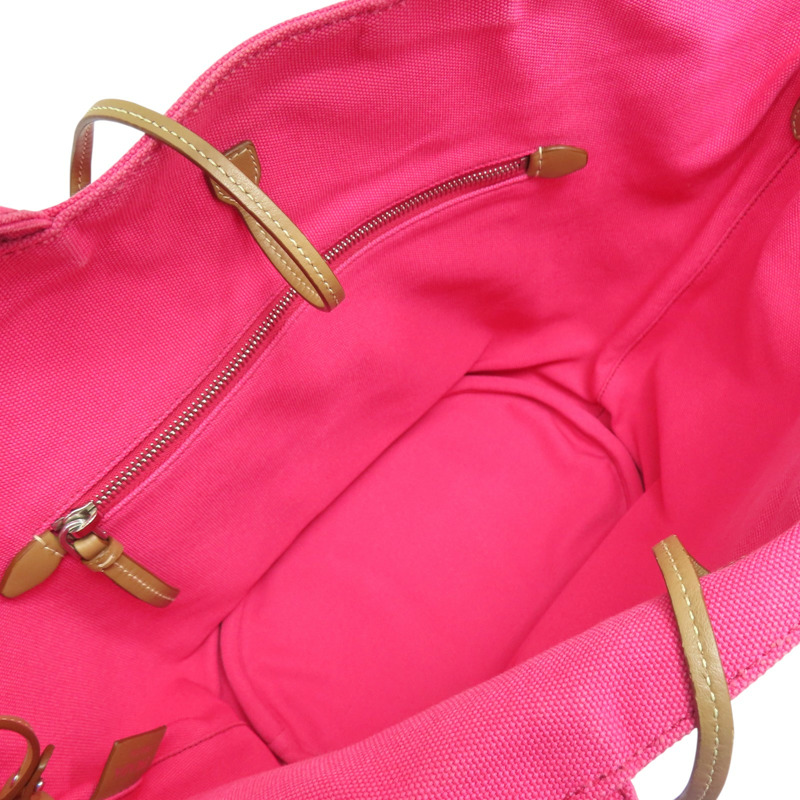 粉色帆布 棕色牛皮 Canapa tote 兩用包【PRADA 普拉達】 1BG163-14