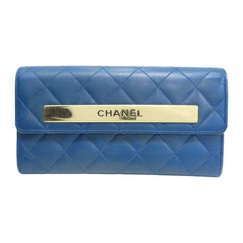 藍色 羊皮 trendy long wallet 扣式t長夾【CHANEL 香奈兒】