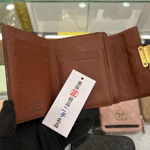 東區正精品㊣LOUIS VUITTON LV M58013 原花金釦曼哈頓照片拉鍊零錢發財短夾 RZ5312-2