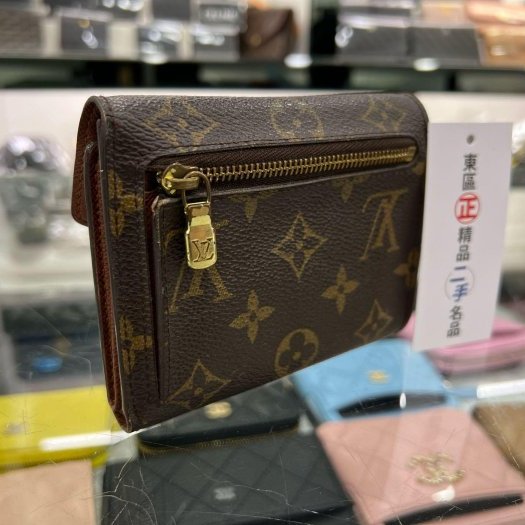 東區正精品㊣LOUIS VUITTON LV M58013 原花金釦曼哈頓照片拉鍊零錢發財短夾 RZ5312-4