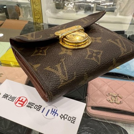 東區正精品㊣LOUIS VUITTON LV M58013 原花金釦曼哈頓照片拉鍊零錢發財短夾 RZ5312-8