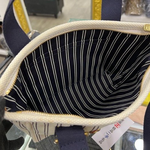 東區正精品㊣LV M40134 CABAS PM NAVY STRIPED 白色併海軍藍色條紋帆布包金牌手提包小款 RZ5275-3