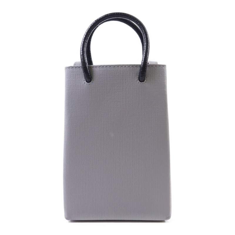BALENCIAGA 牛皮皮革Mini Shopping Phone Holder銀扣手挽肩背兩用袋-1