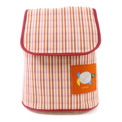 HERMES 布料Animaux Nattes Backpack銀扣背包