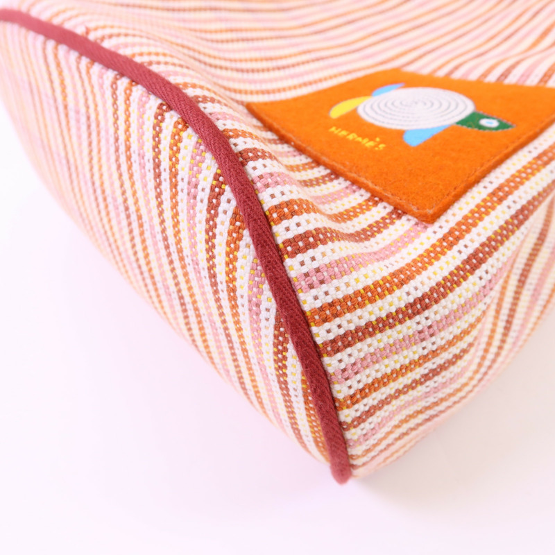 HERMES 布料Animaux Nattes Backpack銀扣背包-11