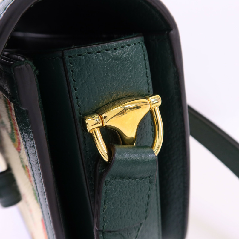 GUCCI 帆布Horsebit 1955 Medium金扣肩背袋-7