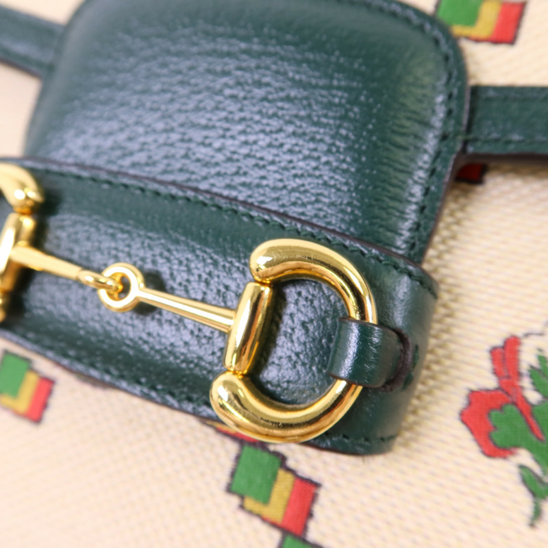 GUCCI 帆布Horsebit 1955 Medium金扣肩背袋-8