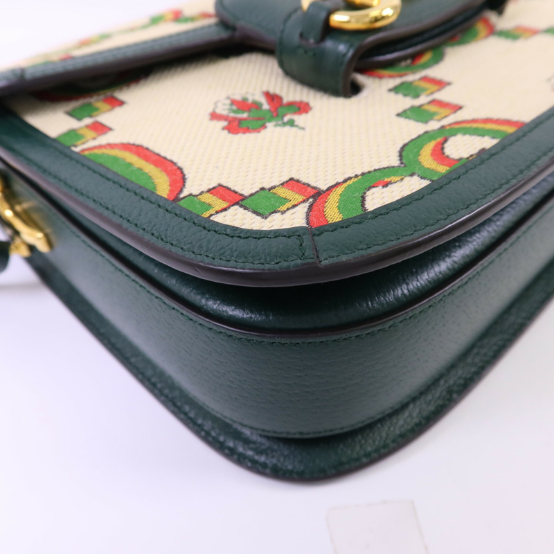GUCCI 帆布Horsebit 1955 Medium金扣肩背袋-10