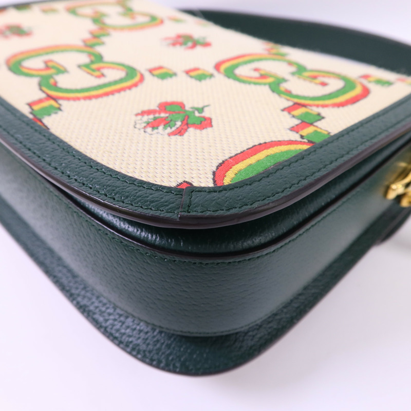 GUCCI 帆布Horsebit 1955 Medium金扣肩背袋-11