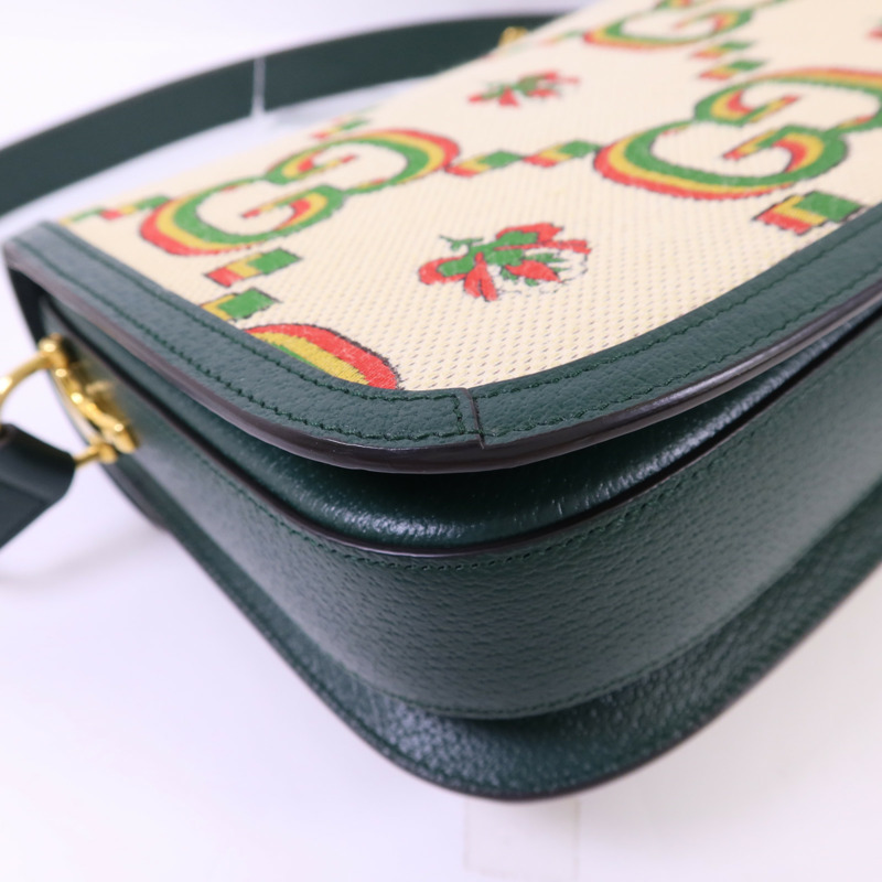 GUCCI 帆布Horsebit 1955 Medium金扣肩背袋-12