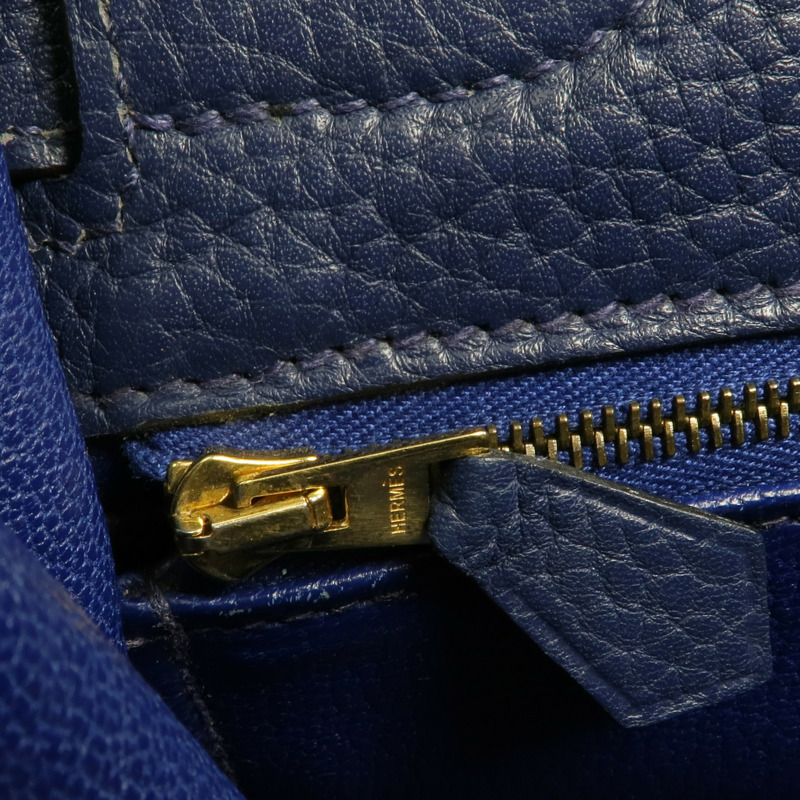 HERMES Clemence皮革Kelly 32金扣手挽肩背兩用袋Bleu Saphir-11