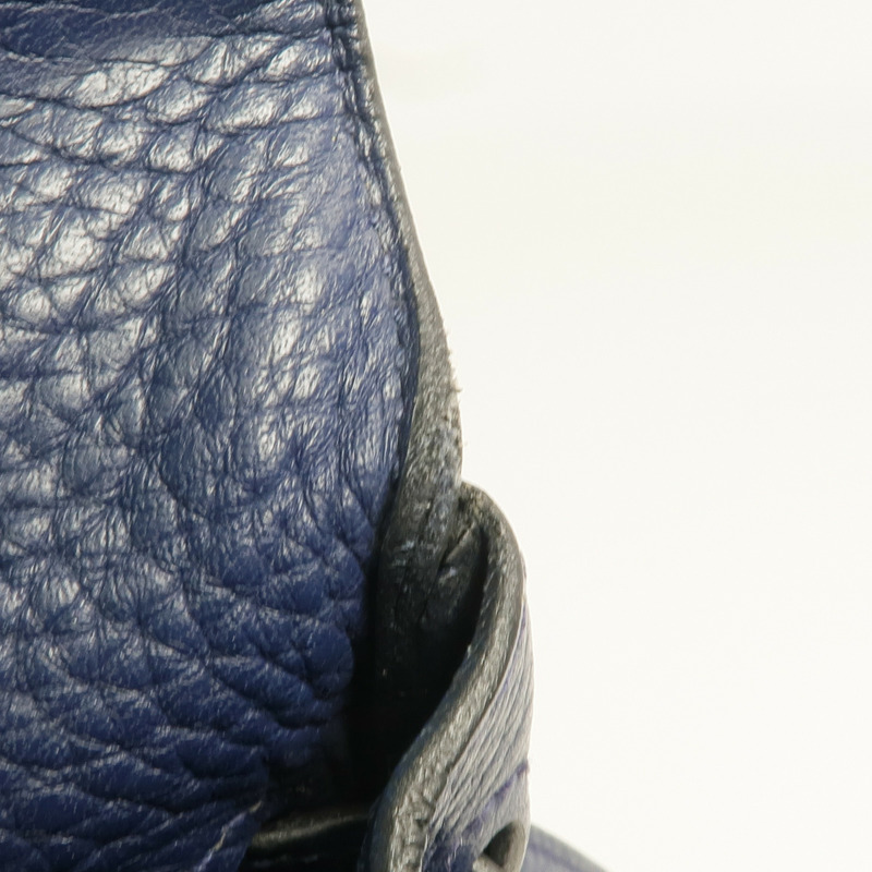 HERMES Clemence皮革Kelly 32金扣手挽肩背兩用袋Bleu Saphir-13