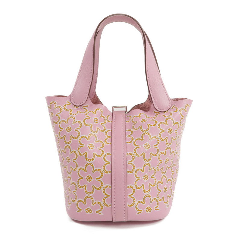 HERMES Swift皮革Micro Lucky Daisy Picotin銀扣手挽袋Mauve Sylvestre-2