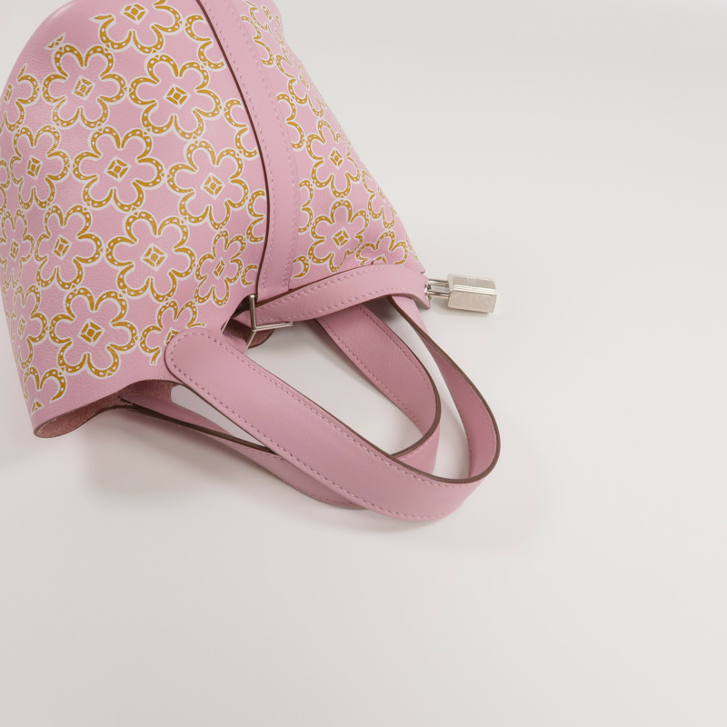 HERMES Swift皮革Micro Lucky Daisy Picotin銀扣手挽袋Mauve Sylvestre-7