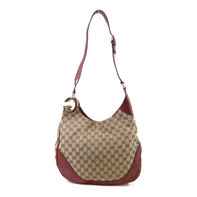 GUCCI 塗層帆布Shoulder Bag金扣肩背袋-1