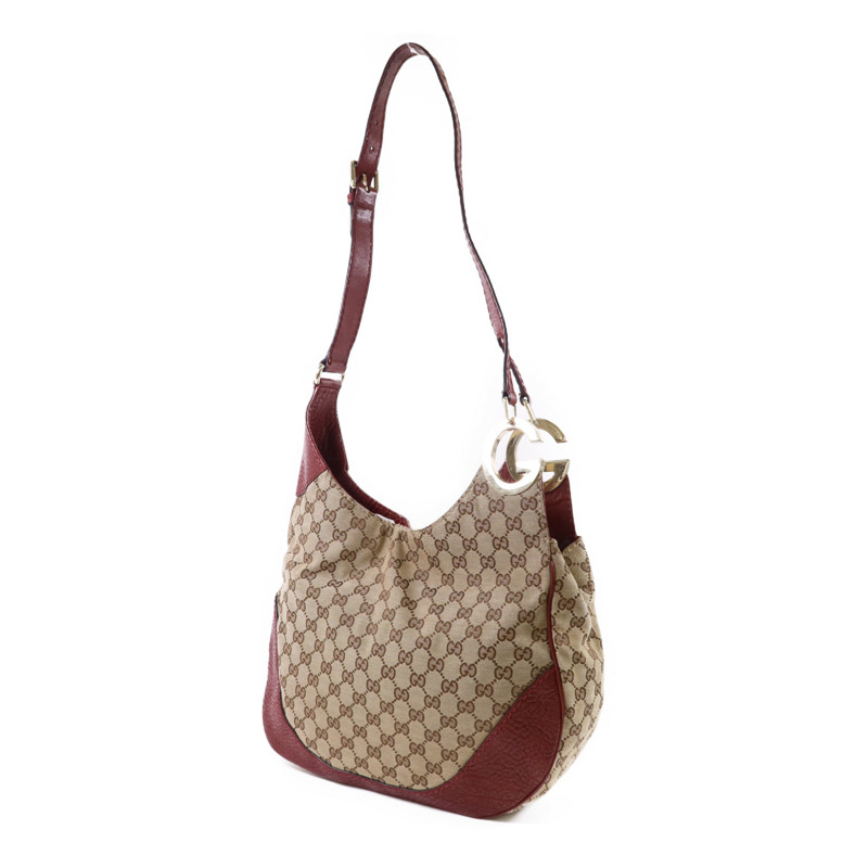 GUCCI 塗層帆布Shoulder Bag金扣肩背袋-2