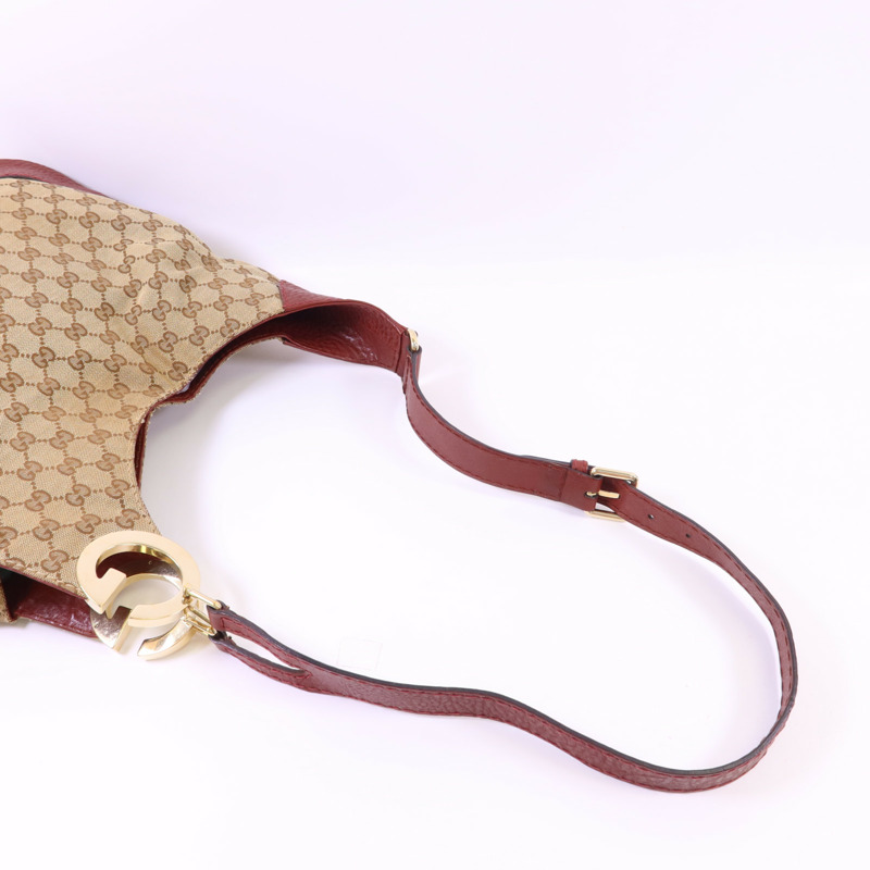 GUCCI 塗層帆布Shoulder Bag金扣肩背袋-4