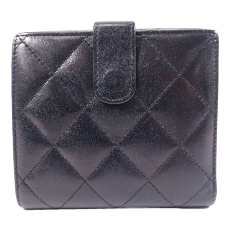 CHANEL 羊皮/漆皮皮革Cambon Wallet銀扣錢包-1