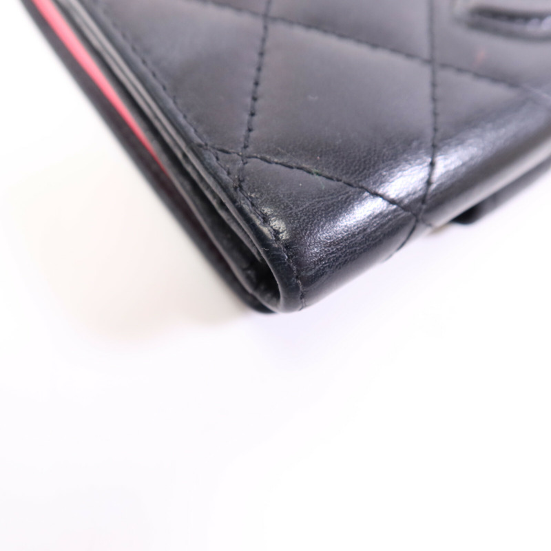 CHANEL 羊皮/漆皮皮革Cambon Wallet銀扣錢包-13