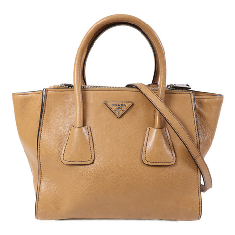 PRADA 牛皮皮革Twin Pocket Double Handle銀扣手挽肩背兩用袋